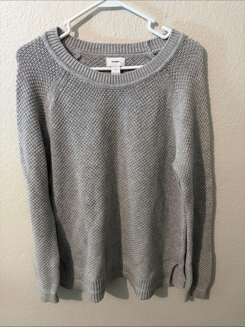 Old Navy Women's Heather Gray Textured Crewneck Sweater Size Large